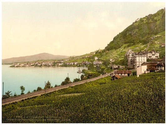 Territet-Montreaux, (i.e., Montreux), funicular railway, Geneva Lake, Switzerland 0400-2884