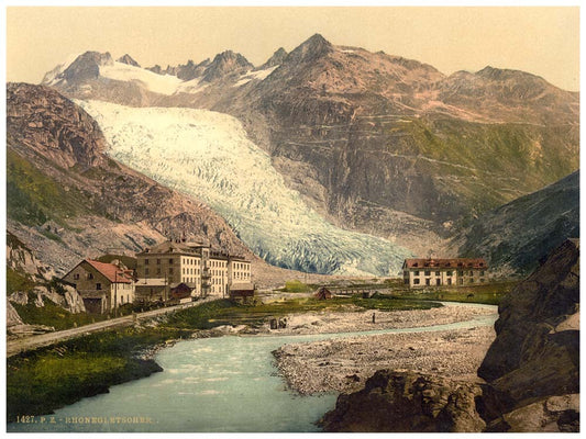 The Rhone Glacier, Glacier Hotel and Furka Road, Valais, Alps of, Switzerland 0400-4522