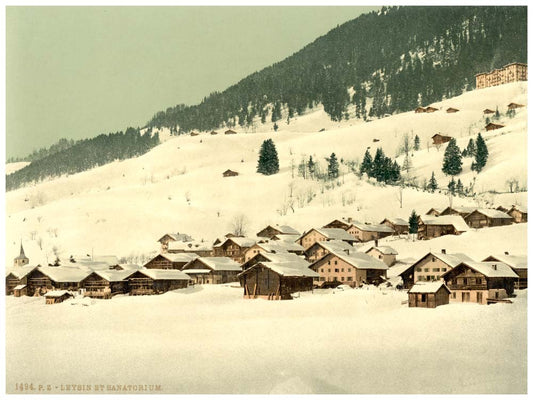 Leysin, the village and sanatorium in winter, Vaud, Canton of, Switzerland 0400-4554