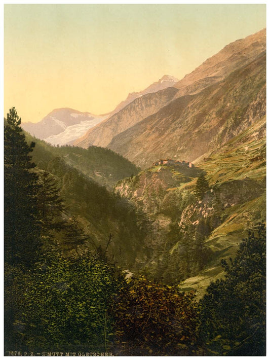 Zmutt Valley, glacier in background, Valais, Alps of, Switzerland 0400-4560