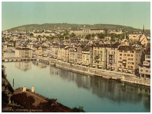 The Limmatquay, with Polytechnic, Zurich, Switzerland 0400-4577