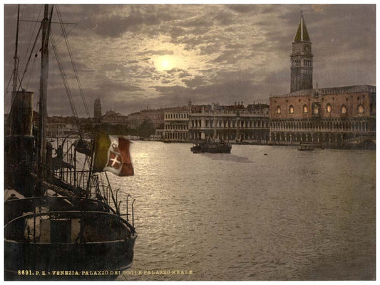 Grand Canal and Doge's Palace by moonlight, Venice, Italy 0400-4597