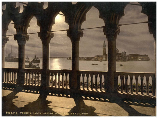 San Georgio from Doge's Palace by moonlight, Venice, Italy 0400-4598
