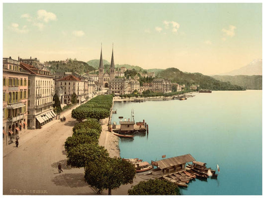 The quay, from the Swan Hotel, Lucerne, Switzerland 0400-4980