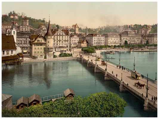 The Schweizerhof Quay, and New Bridge, Lucerne, Switzerland 0400-4982