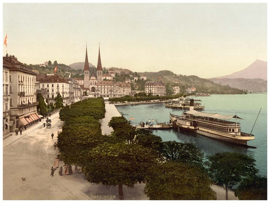 Promenade and cathedral, Lucerne, Switzerland 0400-4984