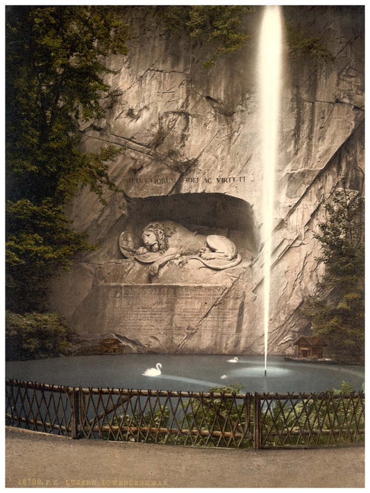 Lion Monument, and fountain, Lucerne, Switzerland 0400-4991