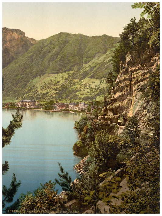Brunnen from Axenstrasse, Lake Lucerne, Switzerland 0400-5012