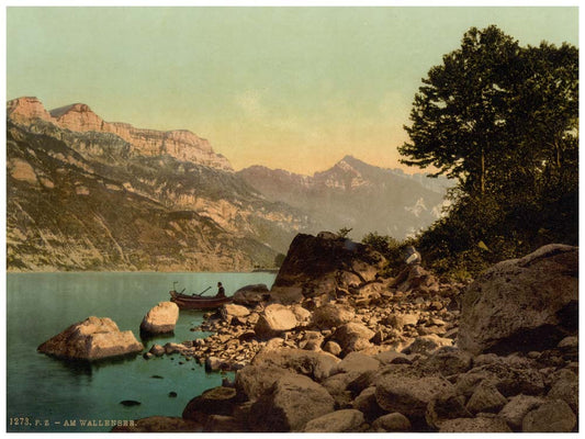 Wallenstadt Lake, Alpine landscape and view on the Sichelkamm, St. Gall, Switzerland 0400-5079