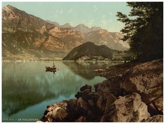 Wallenstadt Lake, and view of the town, St. Gall, Switzerland 0400-5080