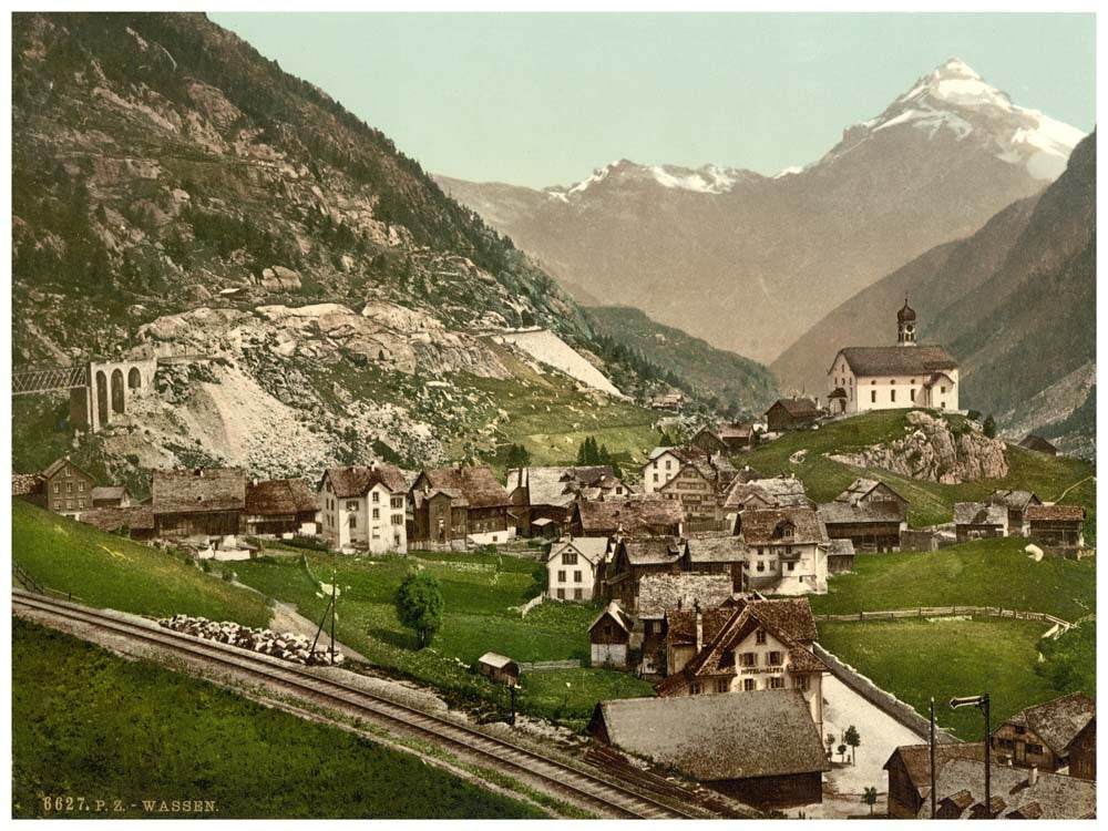 Wassen, and Middle Maienreuss Bridge, St. Gotthard, Switzerland 0400-5093