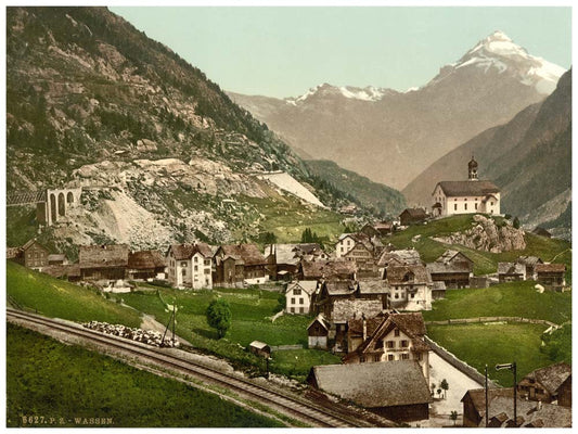 Wassen, and Middle Maienreuss Bridge, St. Gotthard, Switzerland 0400-5093