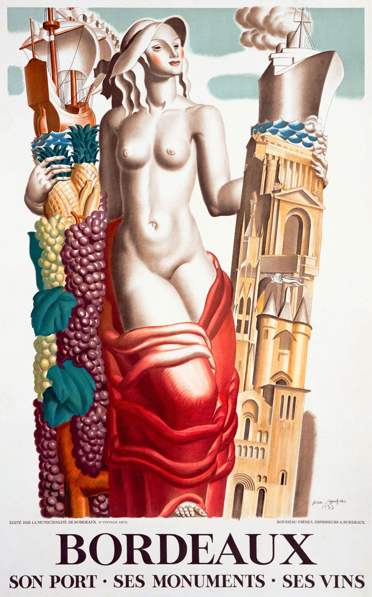 Deco Bordeaux Nude Travel Poster 0000-1112