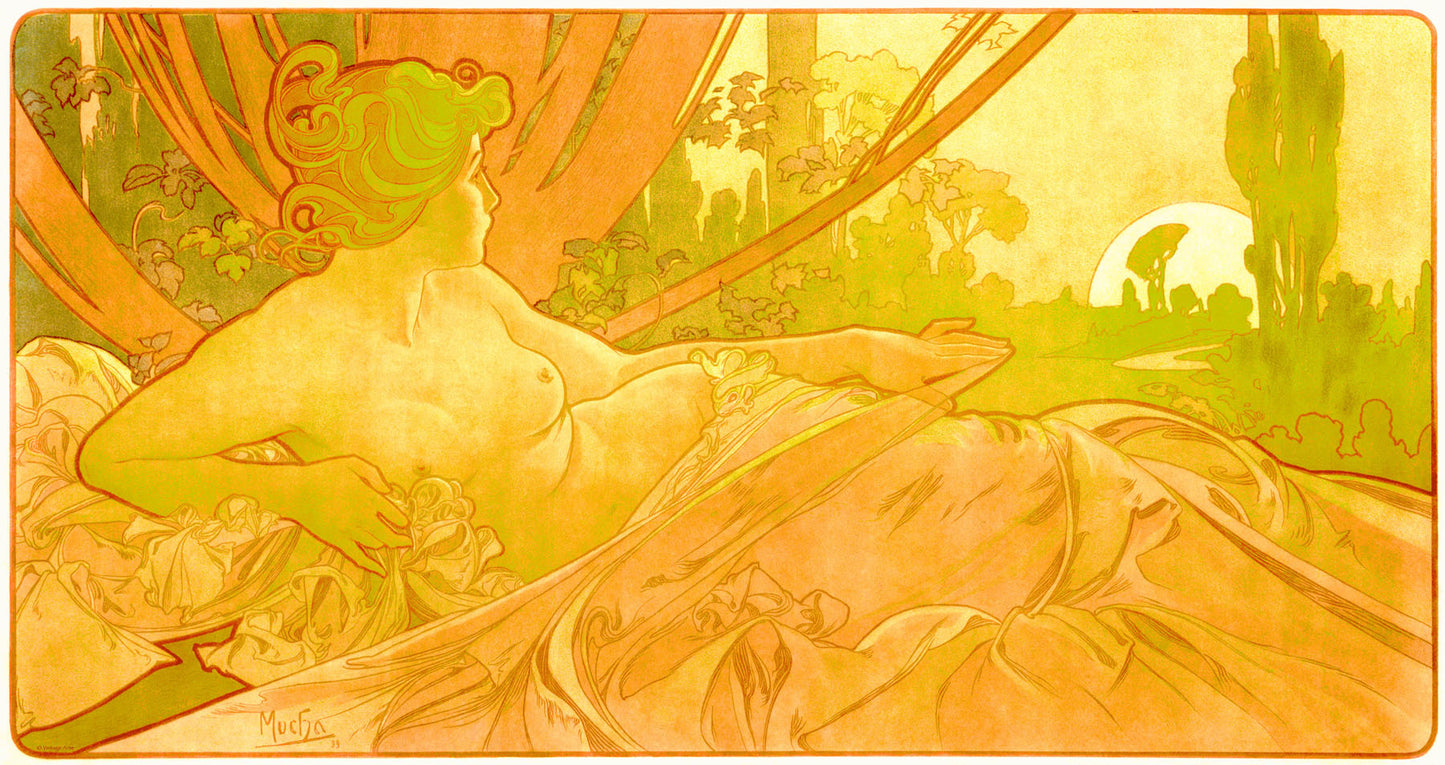 Mucha Nude Dawn Dusk Poster 0000-1176