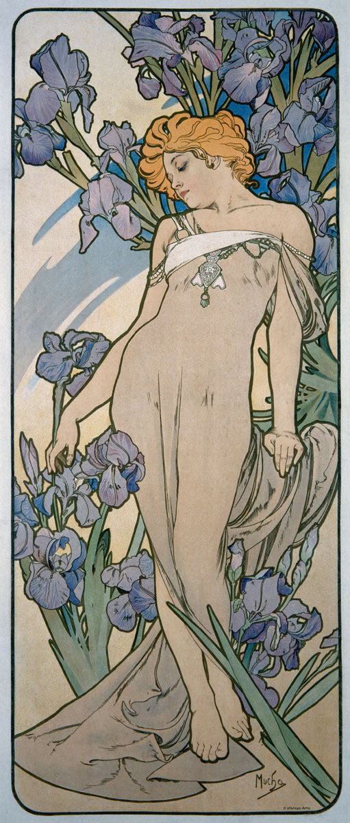 Mucha Nouveau Iris Flower Poster 0000-1257