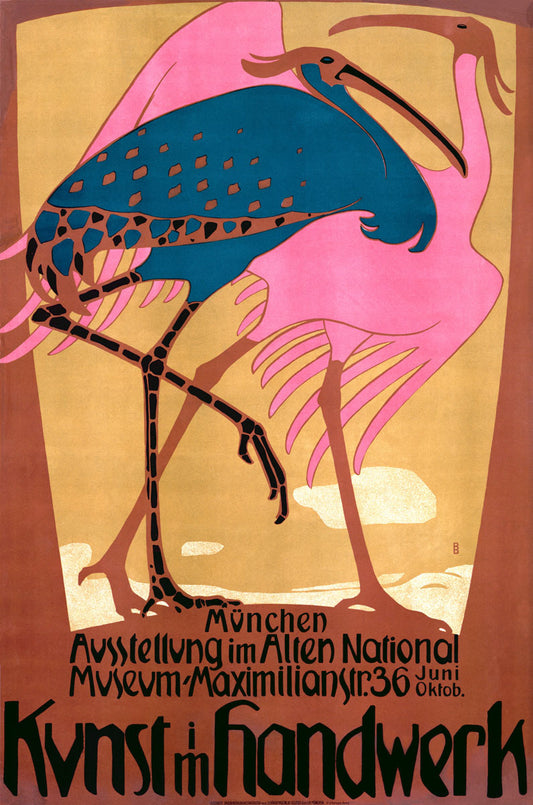 Arts & Crafts Flamingo Bird Poster 0000-1414