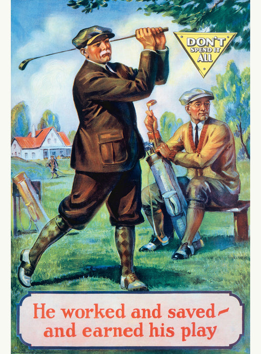 Motivational Work and Save Golf Poster 0000-6275