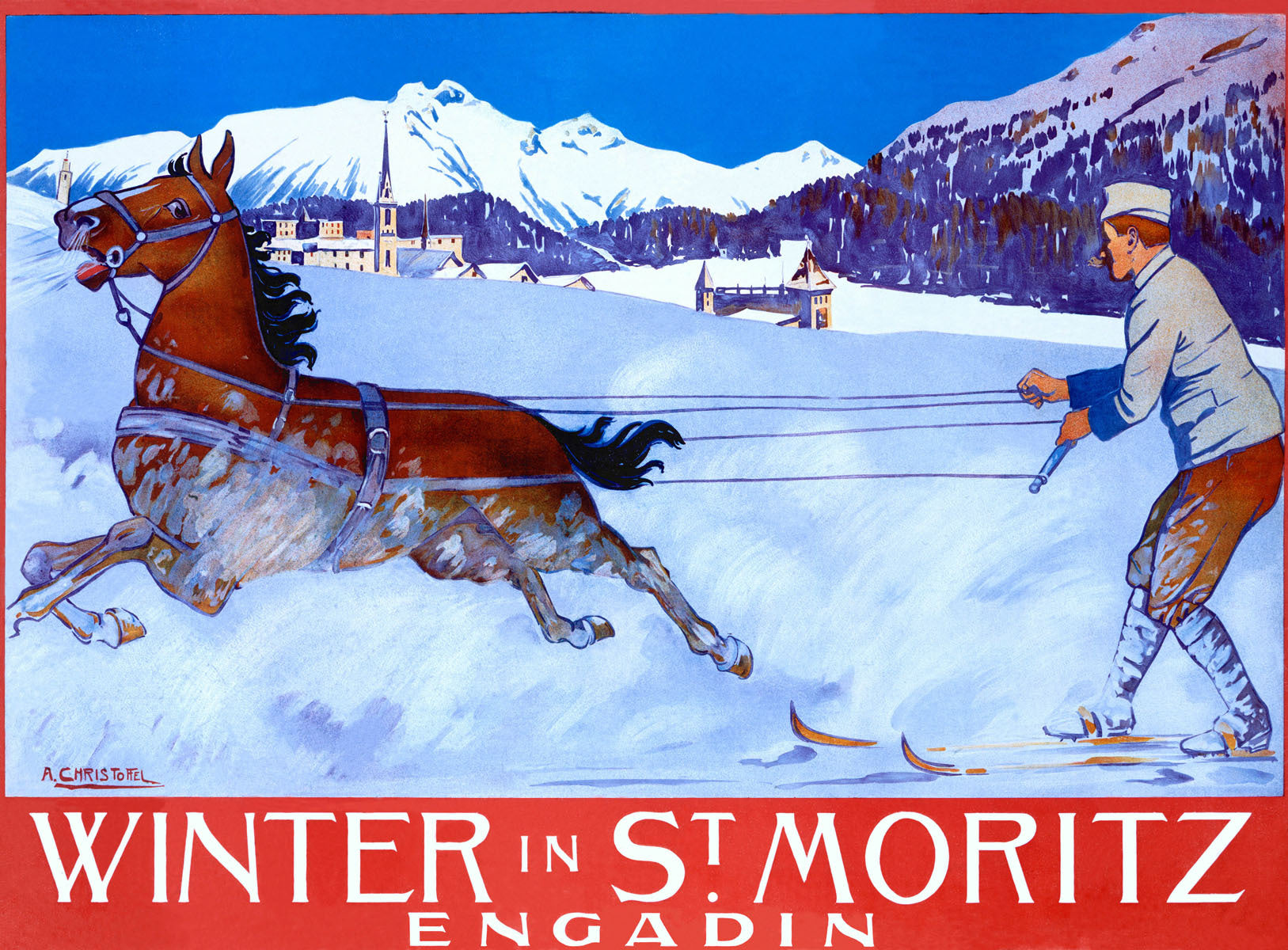 Winter in St Moritz Snow Poster 0000-6856