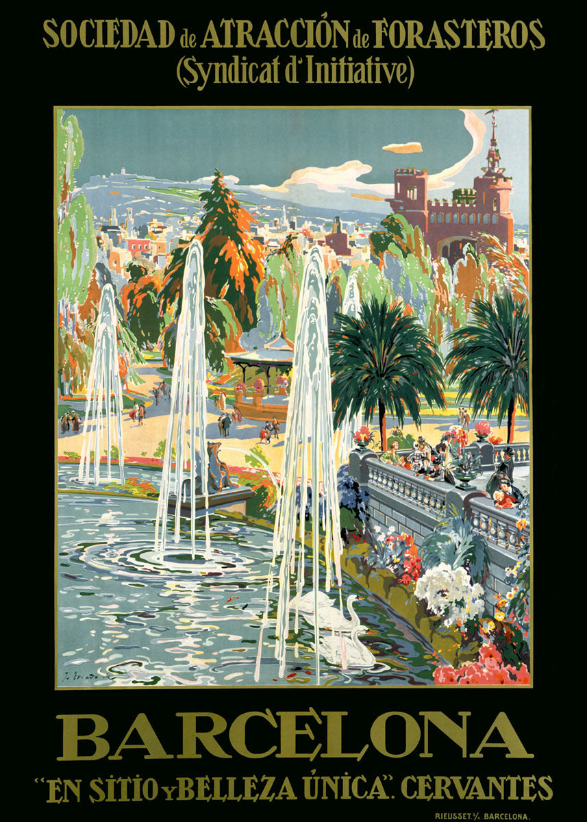 Barcelona Spain Fountain Poster 0000-6884