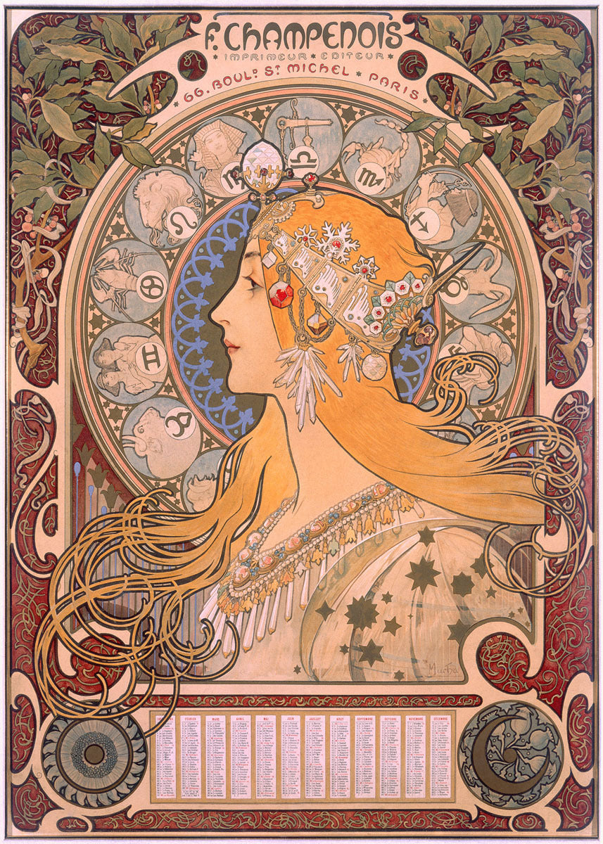 Mucha Champagne Zodiac Poster 0000-8205