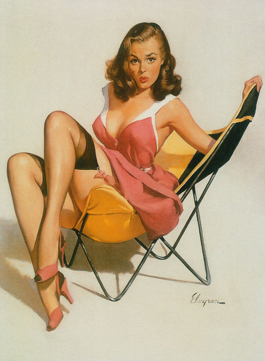 Beach Chair Pin Up Girl Poster 0000-8507