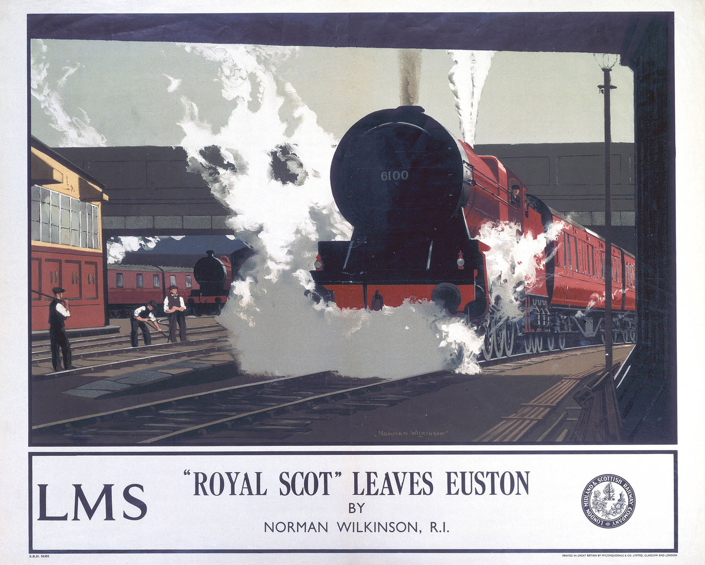 Royal Scot Leaves Euston, LMS poster, 1923-1947. 0001-3235