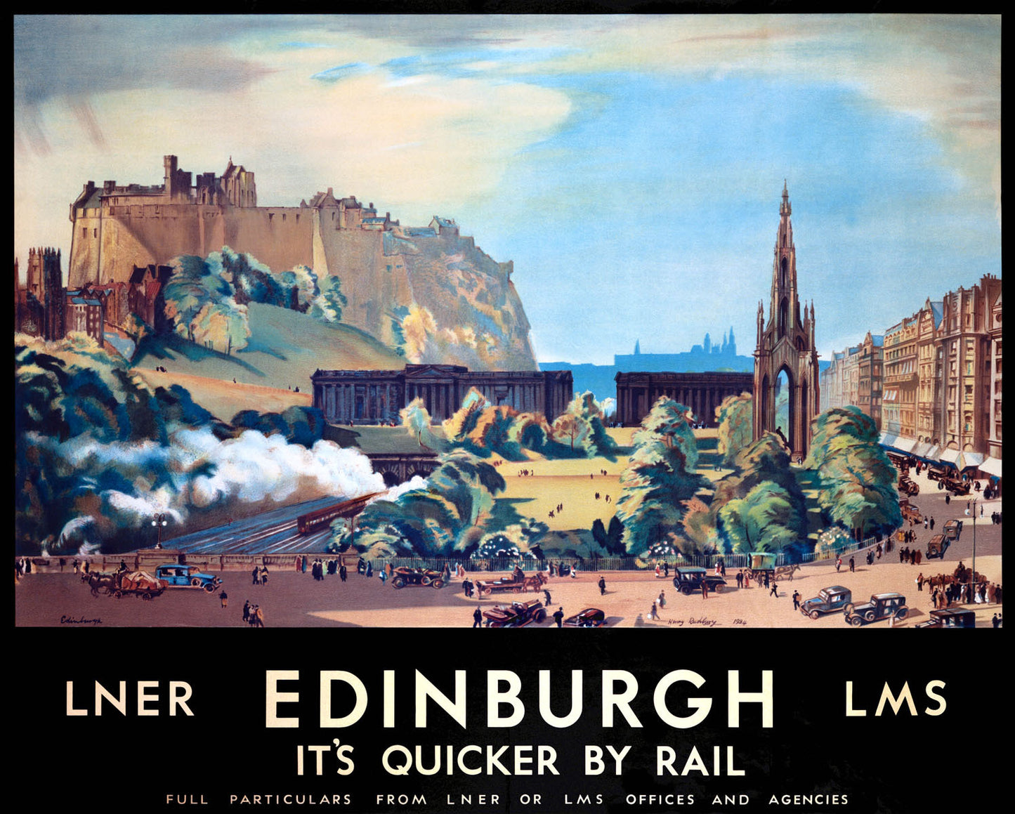 Edinburgh - It’s Quicker By Rail, LNER/LMS poster, 0001-3347