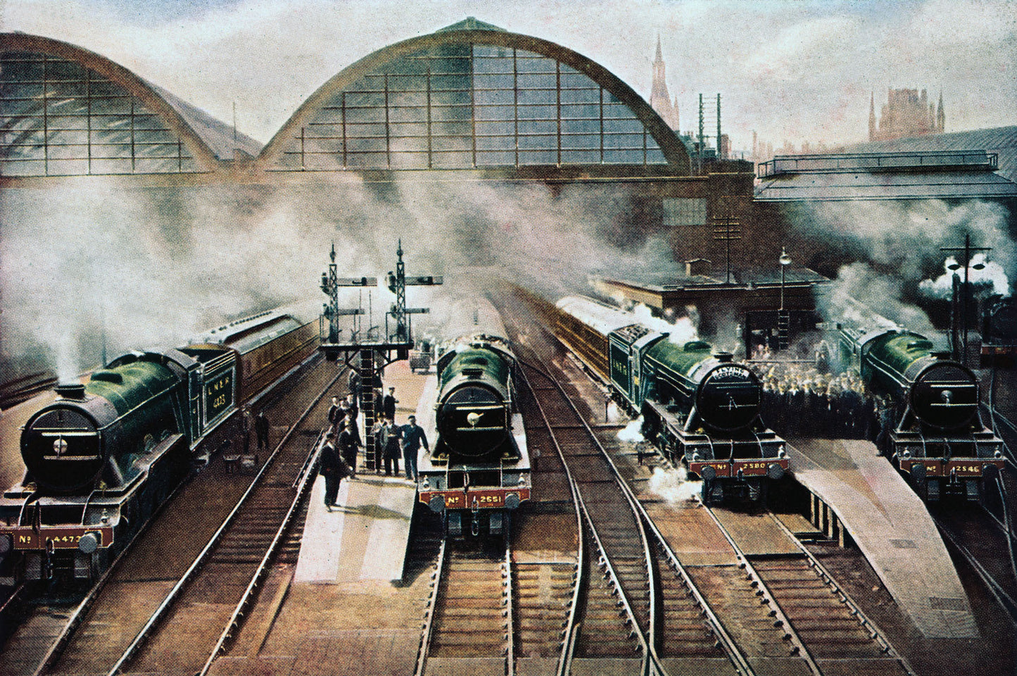 Four locomotives at King's Cross station, London, 0001-3982