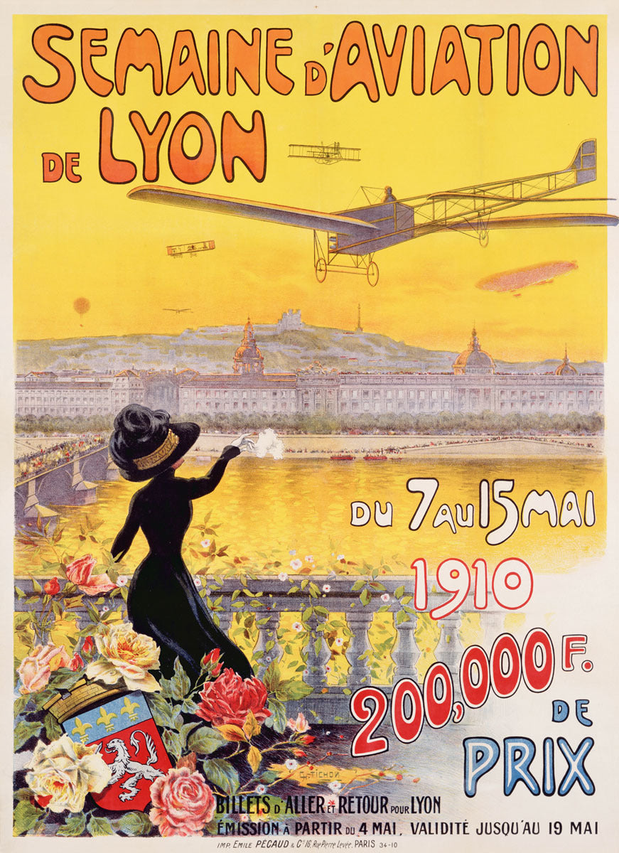 Semaine Aviation de Lyon Vintage Poster 0002-2488