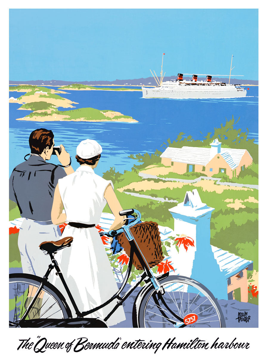 Queen of Bermuda Hamilton Harbour Travel Poster 0002-2596