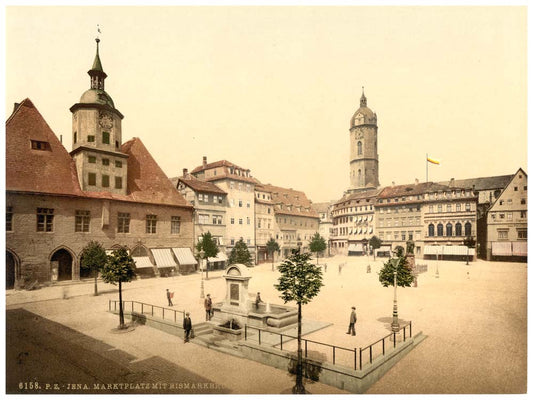 Market place and Bismarck's Fountain, Jena, Thuringia, Germany 0400-2666