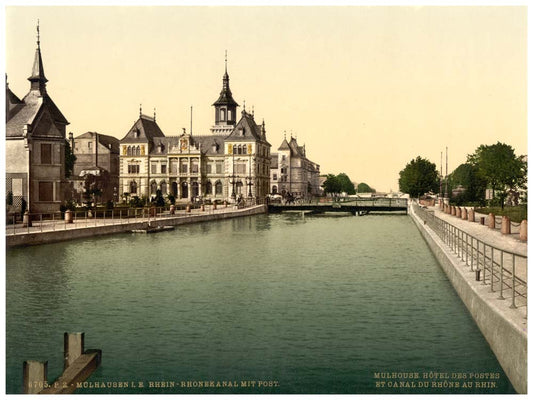 Rhone and Rhine Canal and Post, Mulhausen, Alsace Lorraine, Germany 0400-2873