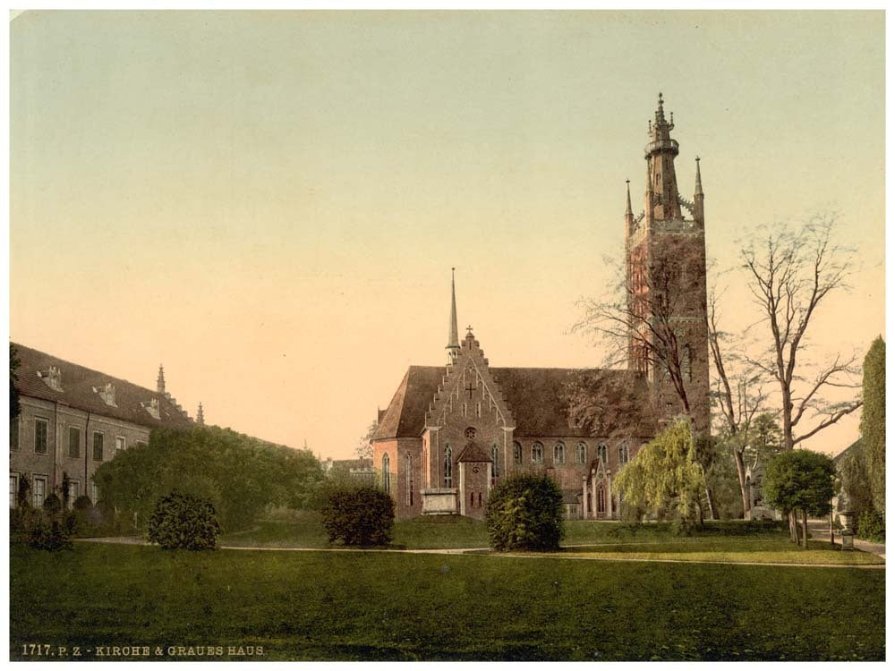 Church and Grey House, park of Worlitz, Anhalt, Germany 0400-2899