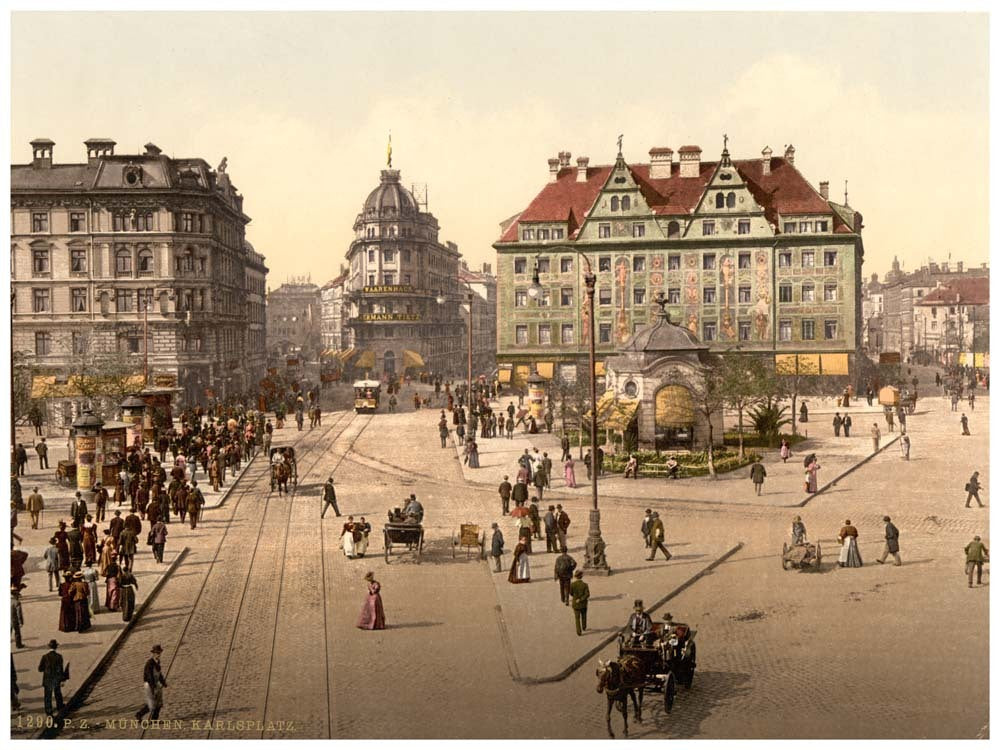 Munich from the Carlsthor (i.e. Karlstor) towards Central R.R. Station, Bavaria, Germany 0400-2929