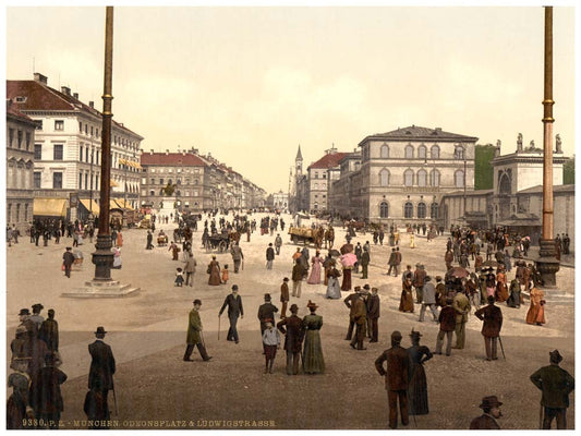 Odeonplatz (i.e. Odensplatz)and Ludwigstrasse, Munich, Bavaria, Germany 0400-2944