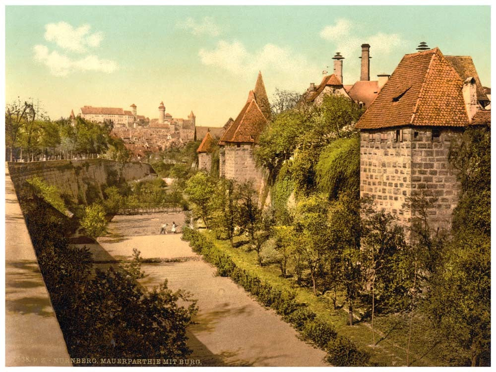 Part of wall with castle, Nuremberg, Bavaria, Germany 0400-2956