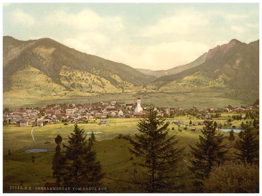 Oberammergau from Kreus (i.e. Kreuz), Upper Bavaria, Germany 0400-3309