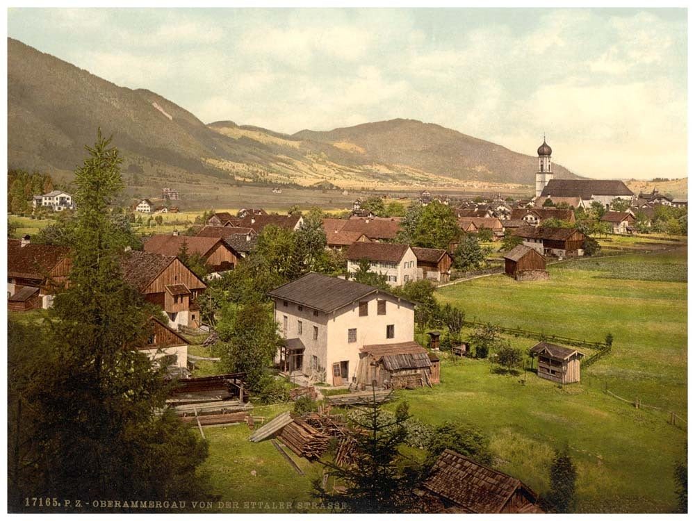 Oberammergau from Ettaler Street, Upper Bavaria, Germany 0400-3311