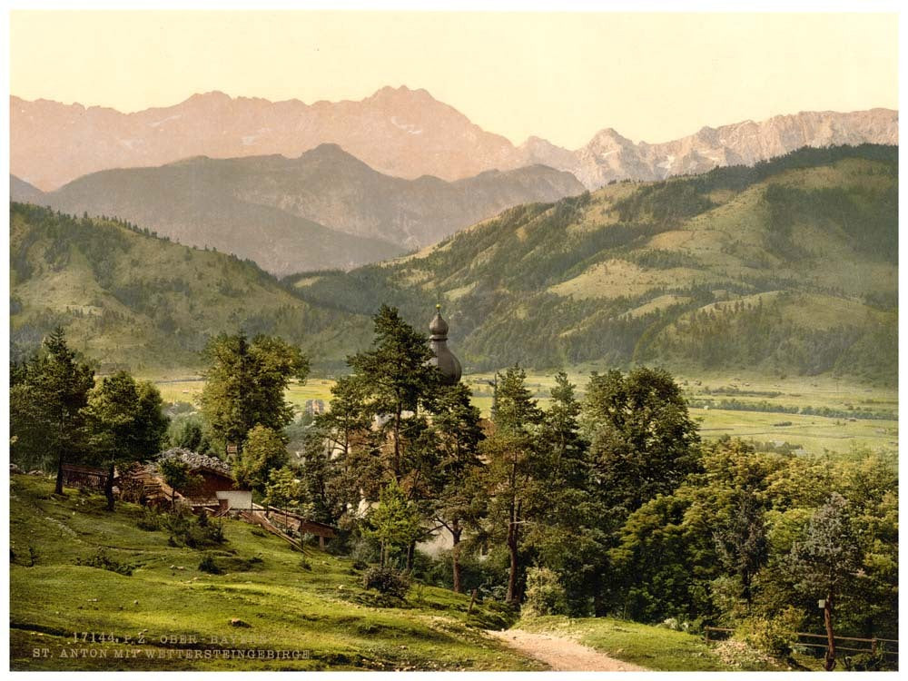 St. Anton with Wettersteingebirge, Upper Bavaria, Germany 0400-3339