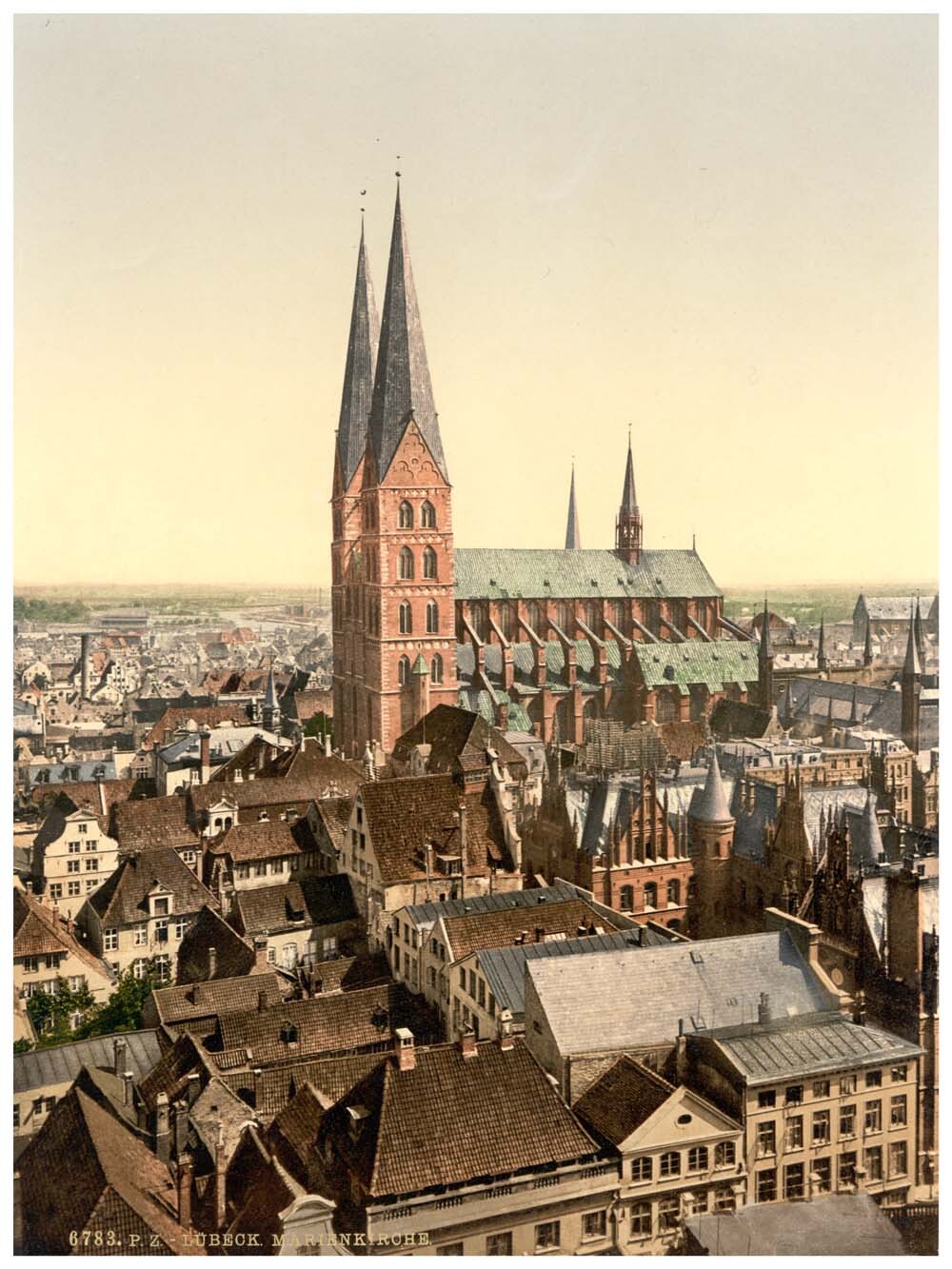St. Mary's, from St. Peter's Clock Tower, Lubeck, Germany 0400-3798