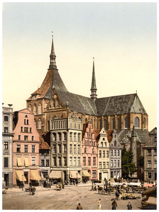 Market place and Marien Church, Rostock, Mecklenburg-Schwerin, Germany 0400-3806