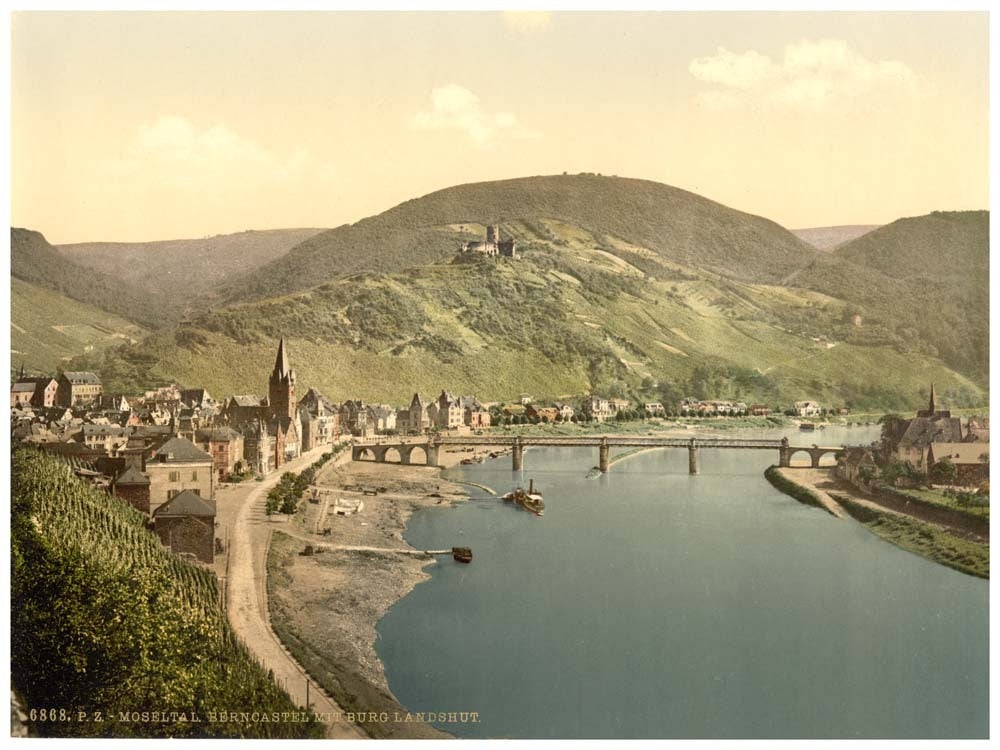 Bernkastel (i.e., Bernkastel-Kues) and Burg Landshut, Moselle, valley of, Germany 0400-3824