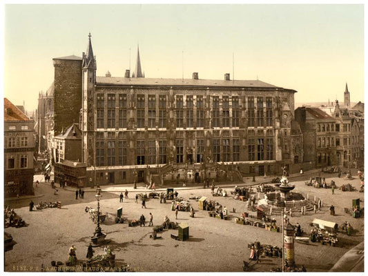 Hotel de Ville and market place, Aachen, the Rhine, Germany 0400-3964