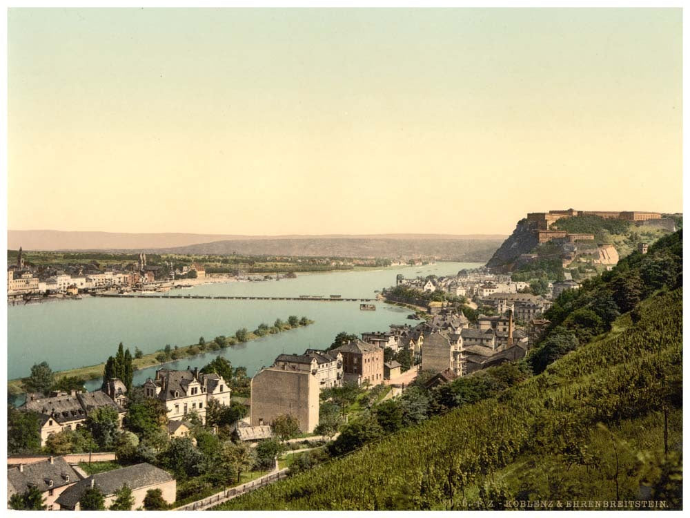 Coblenz and Ehrenbreitstein, the Rhine, Germany 0400-3999