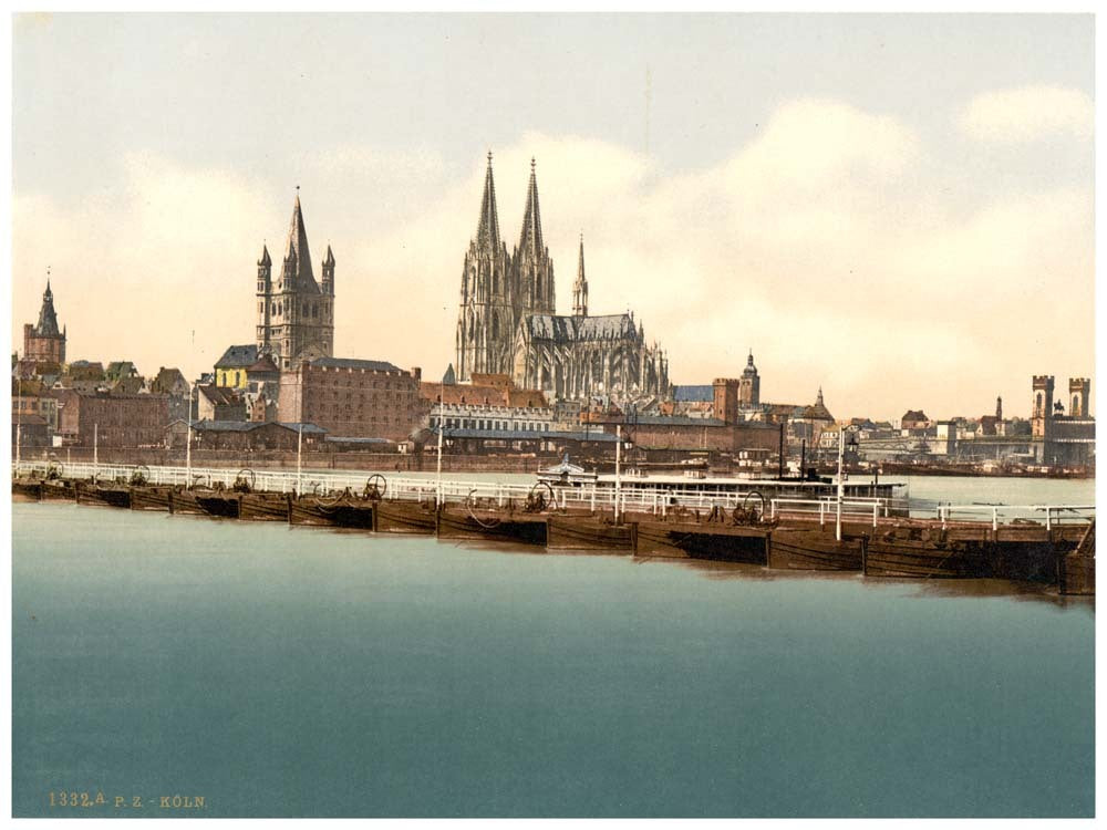 Pontoon bridge from Deutz, Cologne, the Rhine, Germany 0400-4003