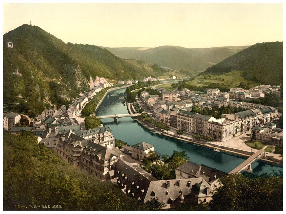 Bad Ems from Kurberg, Ems, the Rhine, Germany 0400-4029