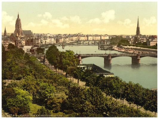 General view, the river and warehouses, Frankfurt am Main, Germany 0400-4149