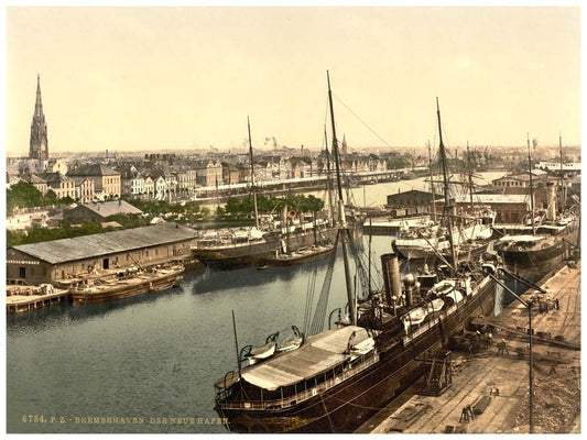 New Harbor from the Lighthouse, Bremerhafen, Hannover, Germany 0400-4202