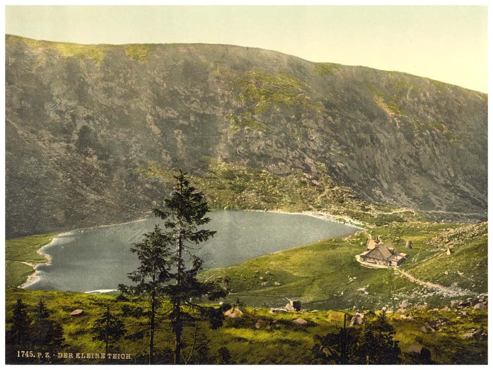 The Klein Teich (small pond) with the Teichbaude, Reisengebirge, Germany 0400-4494