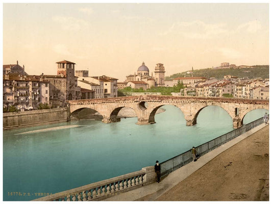 Stone bridge and San Georgio, Verona, Italy 0400-4609